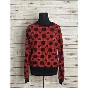 Disney Mickey Mouse casual athleisure red/black plaid sweatshirt Size XS